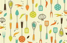 kitchen wallpaper clipart utensils 1950s cooking vector pattern designs seamless retro utensil choose board illustration tools