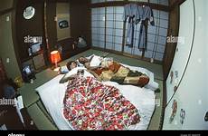 japanese sleeping futon style couple typical alamy