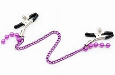 chain clamps nipple clitoris purple bondage toy restraint adult stimulator breast clips sm steel game sex couples men women