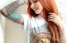 tattooed girl inked redheads tatted freckles