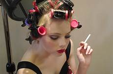 smoking curlers rollers crossdresser hairdresser hairdressers cigarette cigarettes perm