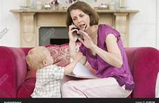 mother telephone using