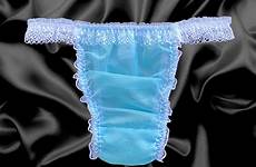 satin sheer trim panties nylon lace knickers briefs sissy frilly rose size