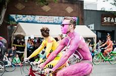 parade solstice fremont seattle naked summer bikers bike wa painted riders
