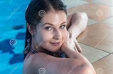 pool swimming girl pretty relaxing woman young attractive