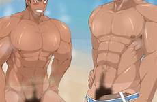 shirtless bulge crotch kai bara abs gelbooru pubic athletes swimsuit testicles 2boys undressing