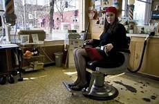 barber chair kimberly girls posing sexy