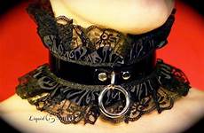 choker collar bdsm slave lolita leather fetish rhea lace post etsy submissive locking