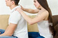 girlfriend shoulders sofa massaging lovely alamy boyfriend