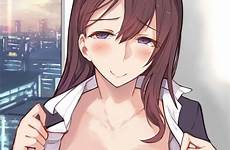 bra anime hentai shirt open through office skirt dress clothes jacket nipples gelbooru lady breasts respond relationships pool edit favorite