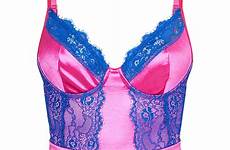 satin pink lace body contrast lingerie