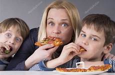 hungry eating family pizza son mother stock eczema fast food younger strawberries prefers kid nutrition tips dr depositphotos apples daughter