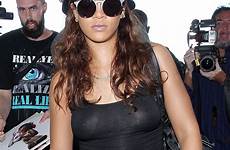 rihanna piercing visible lax arriving airport celebrityslips bellazon