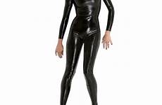 bodysuit rubber women sexy zentai hollow catsuit latex bust zipper bodystockings back