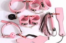 pink kit ball flogger cuffs feet hand ot gag collar restraints blindfold leather lot topic off