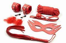 bondage kits sex toys restraint starter masquerade adult games toy set whip mask handcuffs 6pcs fetish couple nipple clamps feather