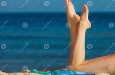 legs sunbathing vacation summer beach girl dreamstime stock