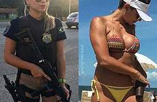 idf glamorous police officer cops toting militares boasts killer curves