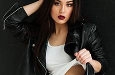 brunette hair jeans model leather girl fashion brown long ripped lady shoot body makeup photography clothing beauty supermodel singer leg