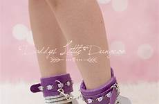 esposas ddlg cuero ankle purple cuffs wrist