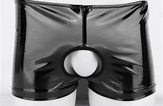 underwear men open lingerie sexy mens front gay panties shiny butt leather boxer briefs