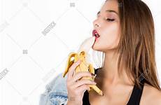 woman banana eating sensual young