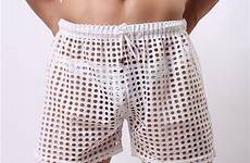 shorts through mesh gay men underwear sheer boxer mens pouch sexy sissy hole panties boxers bottoms sleep sleepwear transparent brand