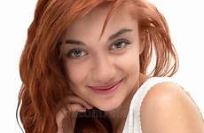 girl red nineteen age haired beautiful stock