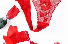 sexy valentine wife rose gift thongs red briefs flower underwear lace back lingerie tangas panties strings bk women mujer
