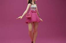 3d model girl character cute jorge luis toon