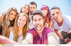 group friends fun funny having happy people stock faces making party young grimacing camera front adultez temprana la grimace preview