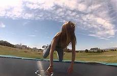 trampoline girl slow motion jumps