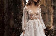 wedding dress sheer dresses naked long sleeves brides bodice appliques daring romantic floral line weddingomania