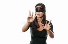 blindfolded lost woman background white stock dreamstime