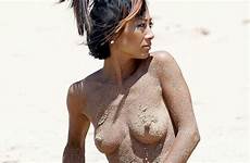 ling bai nipples actress beach topless hawaii boobs slip nip celebrity