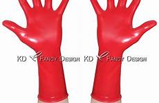 rubber latex roll red gloves hem mittens short st sexy