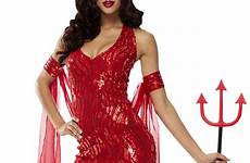 devil costume sexy queen costumes halloween sequined female adult outfits dress ladies womens red afkomstig biz van