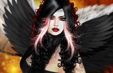 angel dark wallpaper red hair fantasy eyes background hd size click full wings