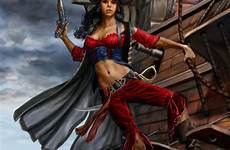 pirate pirates female deviantart fantasy woman crimson wench character girl queen women portraits painting digital femme ships lady dessin femmes