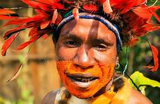 papua guinea woman half naked womans circa colour range orange july look stock typical hat face made red her dreamstime