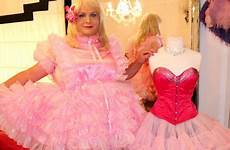 sissy frilly crossdressing dresses pink satin maid petticoat petticoats dress cute dressed tulle prissy maids visit pretty her bows