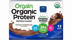 Orgain 26g Organic Grass-Fed Milk Protein Shake, Creamy Chocolate 14oz, 12ct