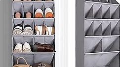 FENTEC 1 Pack Over-the-Door-Shoe-Organizers, Hanging Shoe Organizers with Large Pocket Shoe Holder Hanging Shoe Rack for Closet Shoe Organizer for Wall, Over Door Organizer with 15 Pockets Grey