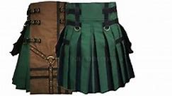 Hunter Green & Brown Y Design Kilt with Flash Pleats by Kilt This