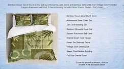 Bamboo House Decor Duvet Cover Set by Ambesonne, Zen Circle and Bamboo Silhouette over Vintage Color Oriental Eastern Patchwork