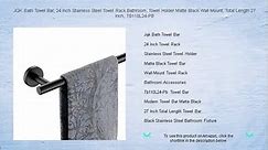 JQK Bath Towel Bar, 24 Inch Stainless Steel Towel Rack Bathroom, Towel Holder Matte Black Wall Mount, Total Length 27 Inch, TB11