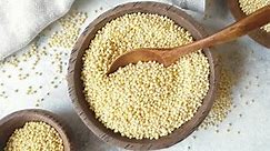Hulled millet grain in a bowl