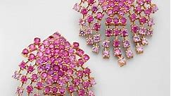 Alexander Laut Pink Sapphire Fringe Earrings in 18K Gold