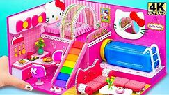 DIY HELLO KITTY House with Mega Pool and Rainbow Stairs from Cardboard Crafts | DIY Miniature House