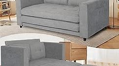 Sofa, Convertible Futon Sleeper sofabed,Space Saving loveseat,Pull Out Couch Bed for Living Room,Velvet Linen Fabric, Light Gray